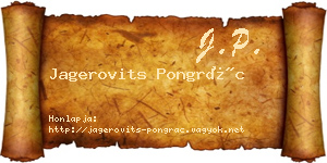 Jagerovits Pongrác névjegykártya